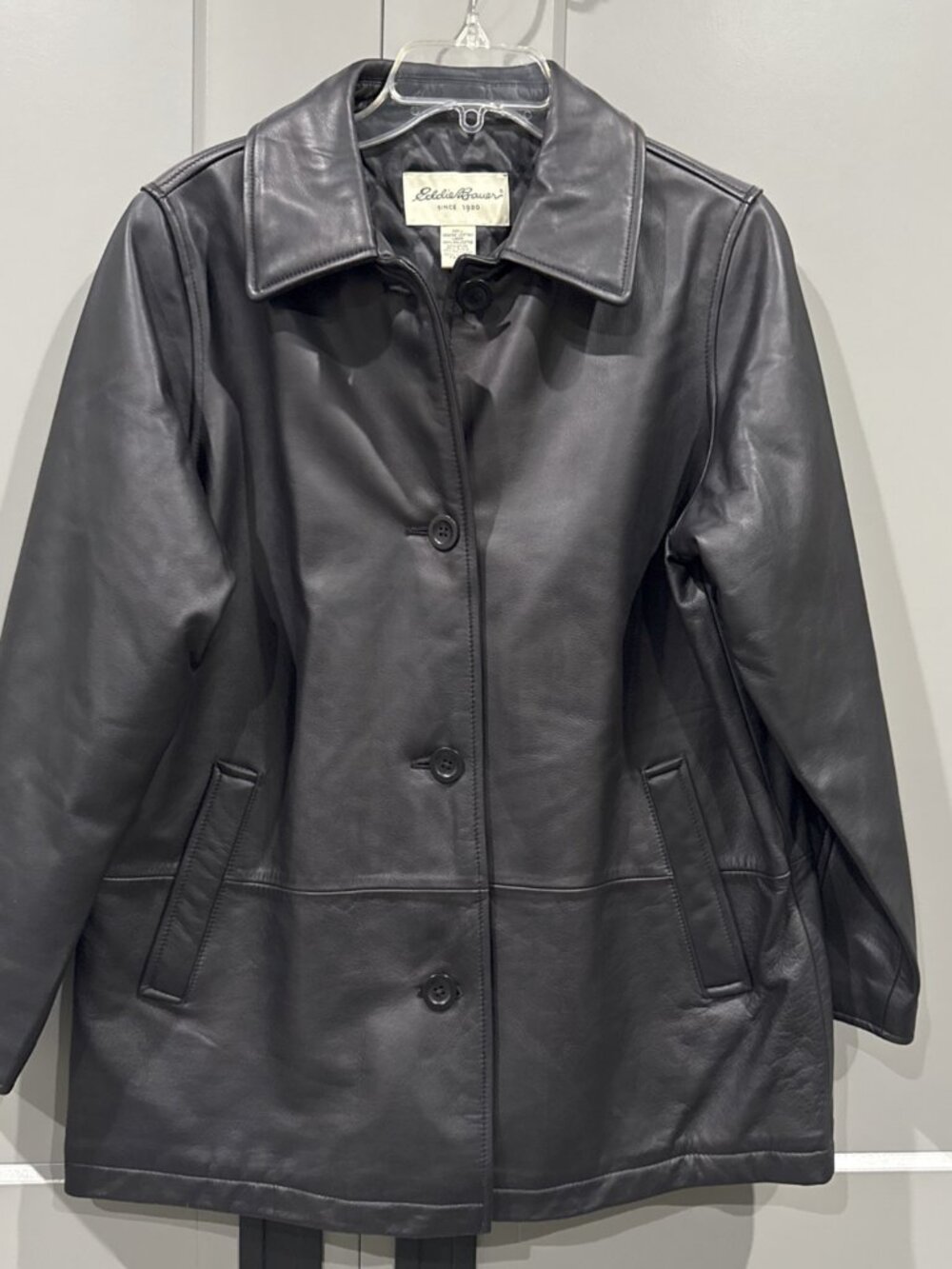 EDDIE BAUER Authentic Leather Jacket Coat Fully Lined Medium Petite